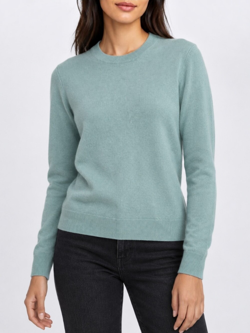 NWT Uniqlo 100% Cashmere Crewneck Sweater Sage Green S Minimalist Quiet Luxury